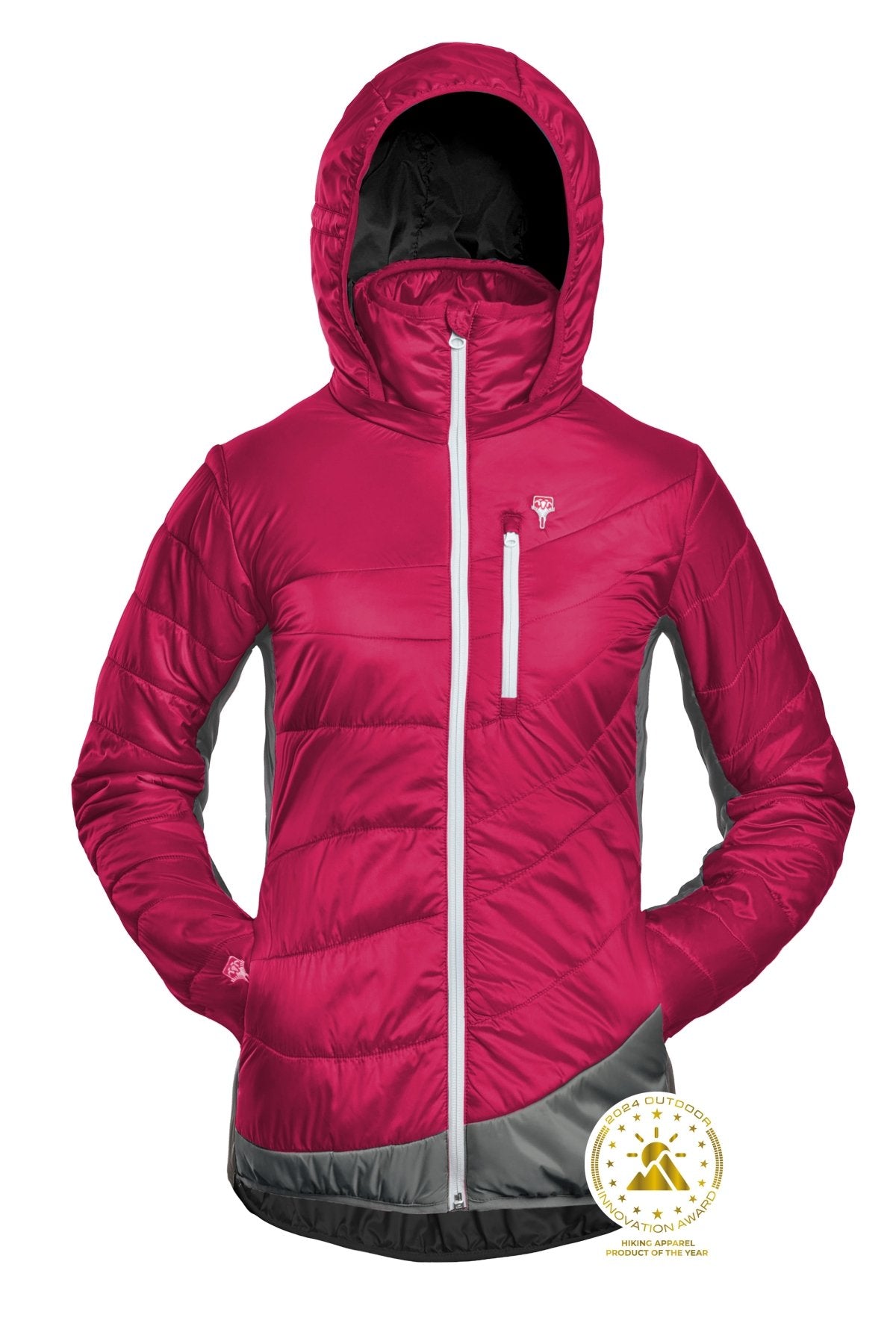 gr-ezi-bag-refreshful-silkwool-jacket-damen-isolationsjacke-raspberry-red-grey image 2