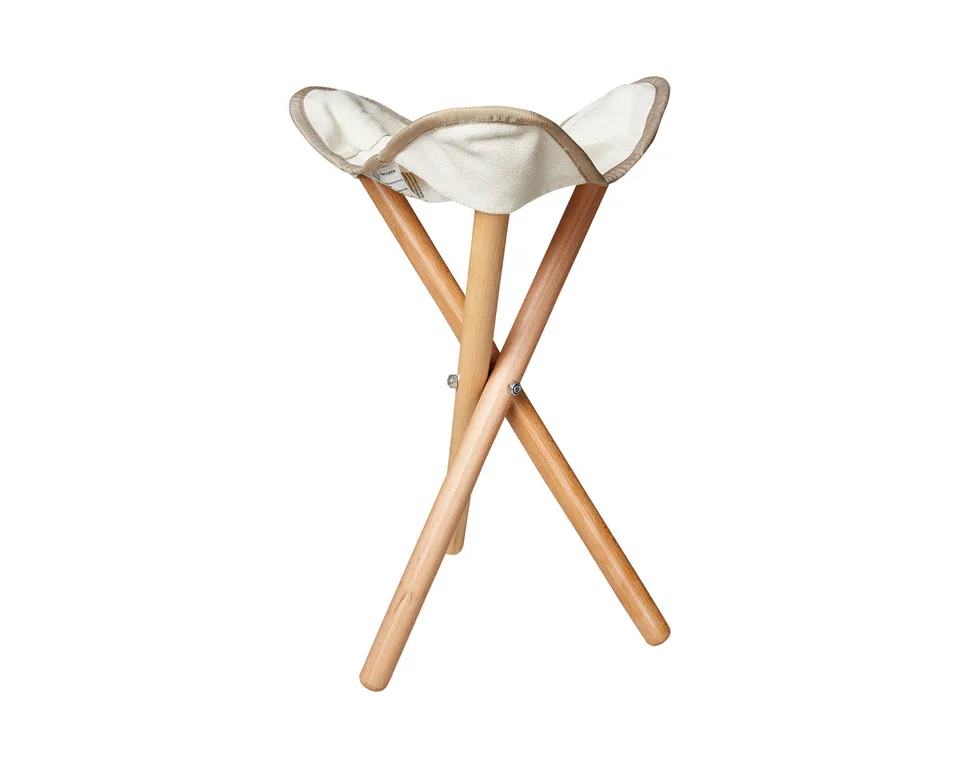 nordisk-rebild-holz-tripod-neutral-campinghocker-mit-baumwoll-sitzfl-che image 1