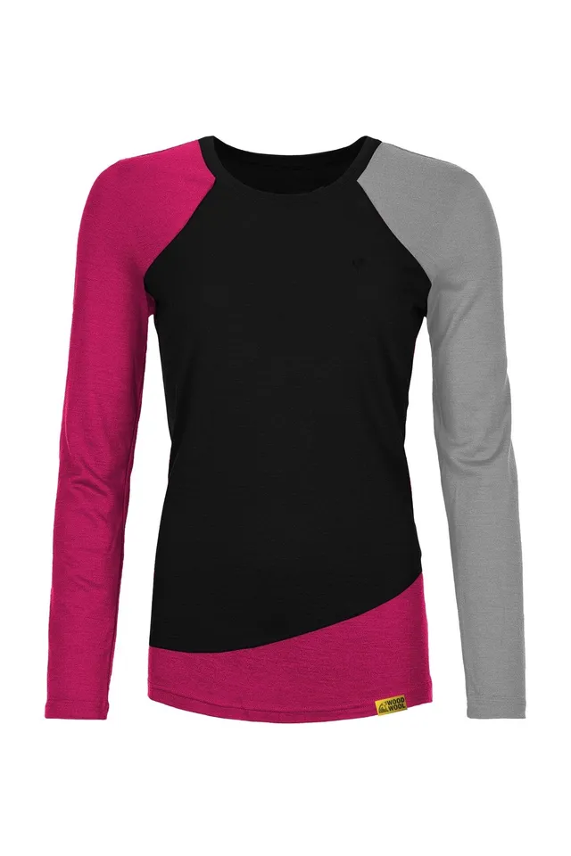 gr-ezi-bag-woodwool-longsleeve-lady-phillippa-black-raspberry-red-damen-langarms image 1