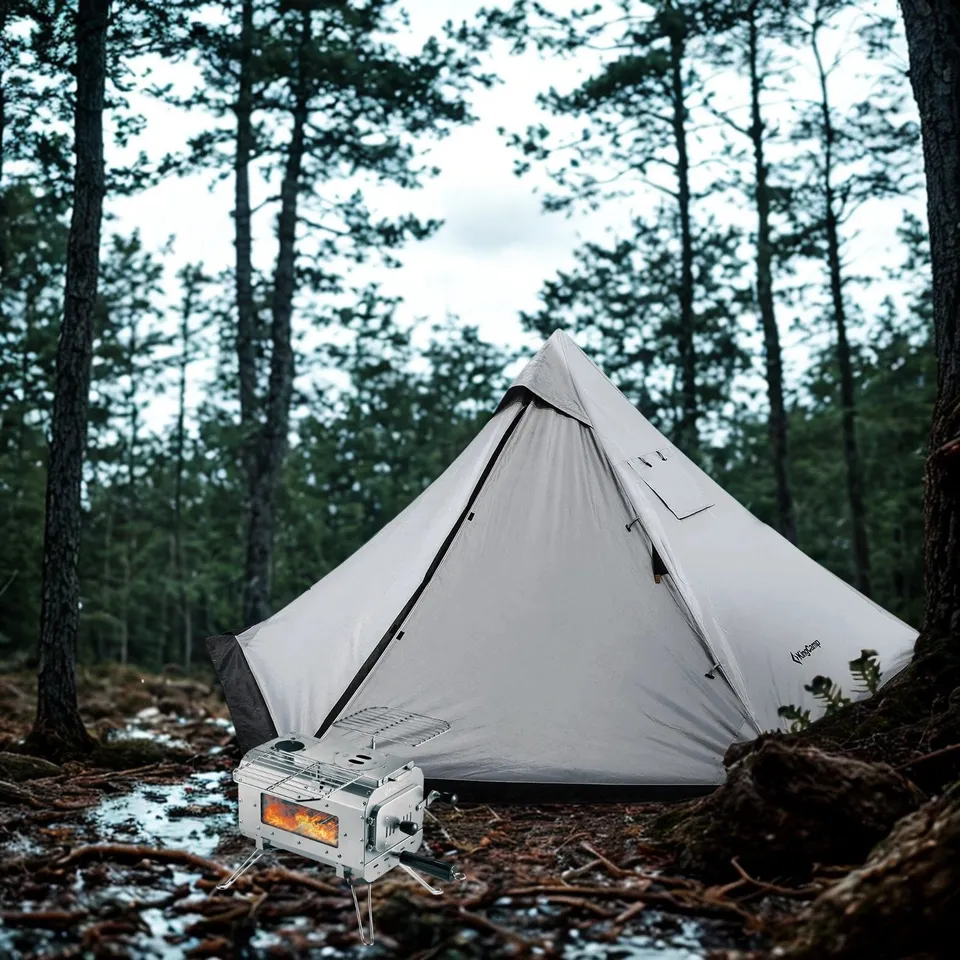 kingcamp-anizo-320-tipi-zelt-1-2-personen-surefire-zeltofen-bundle image 1