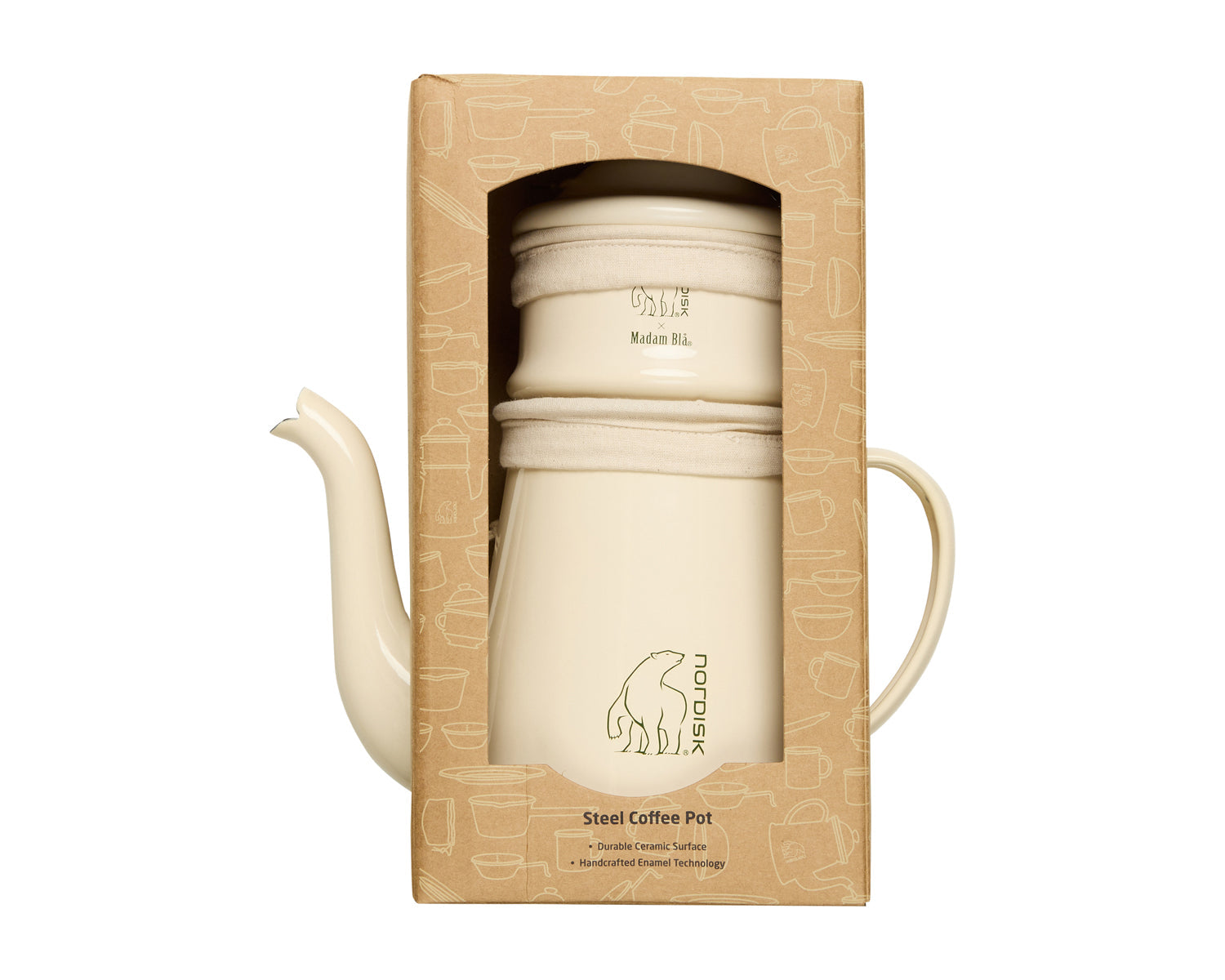 nordisk-madam-bl-kaffeekanne-creme-emaille-retro-design-1-5-l image 2